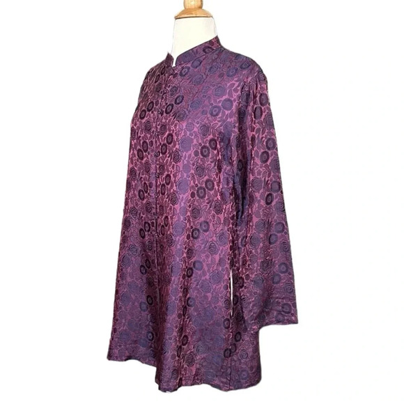 BIANCO LEVRIN Asian Inspired Tunic Topper Jacket Silk Blend Jacquard Ethereal - Picture 6 of 16